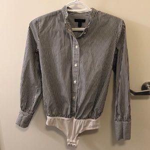 J Crew Pinstripe Button Down Body Suit Size 2